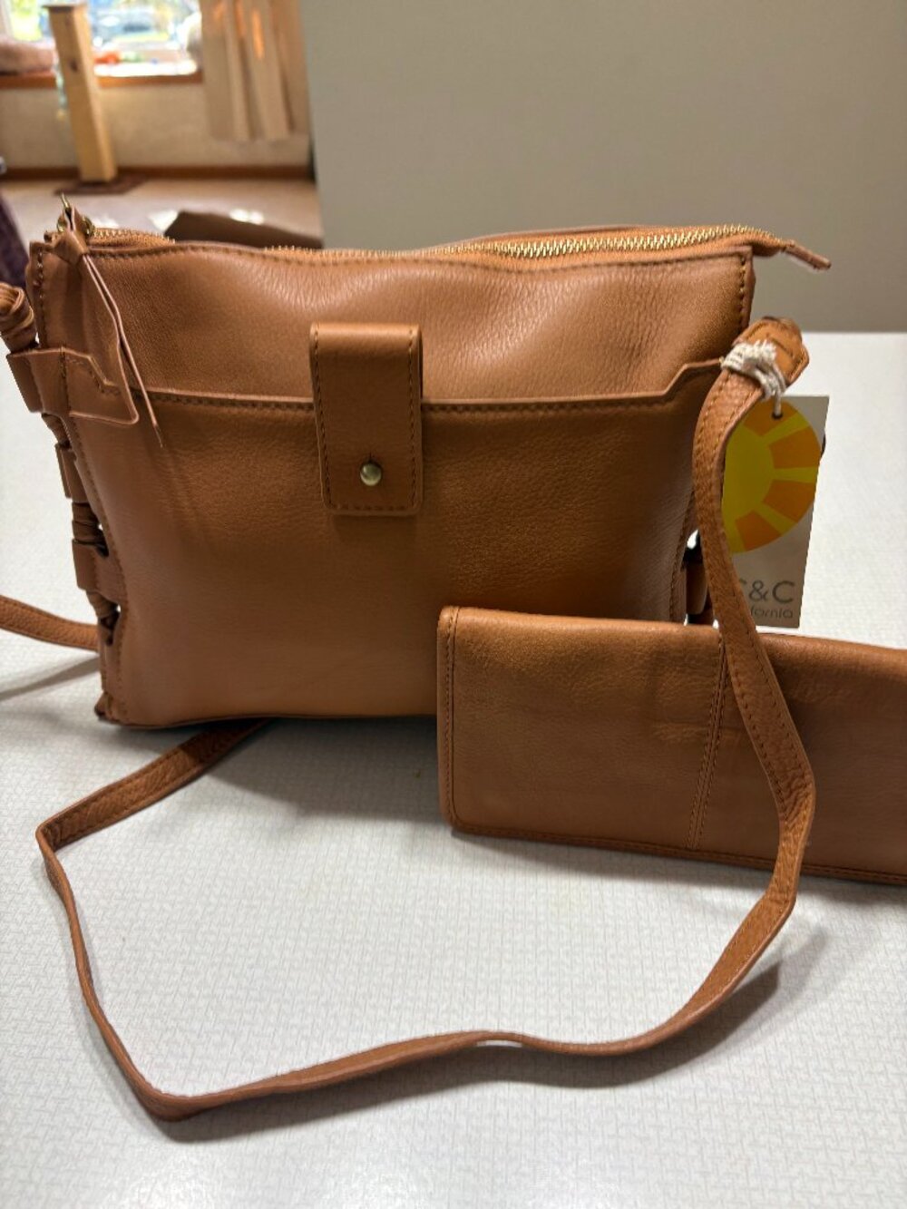 NWT C&C California Brown Leather Crossbody and Wallet Set